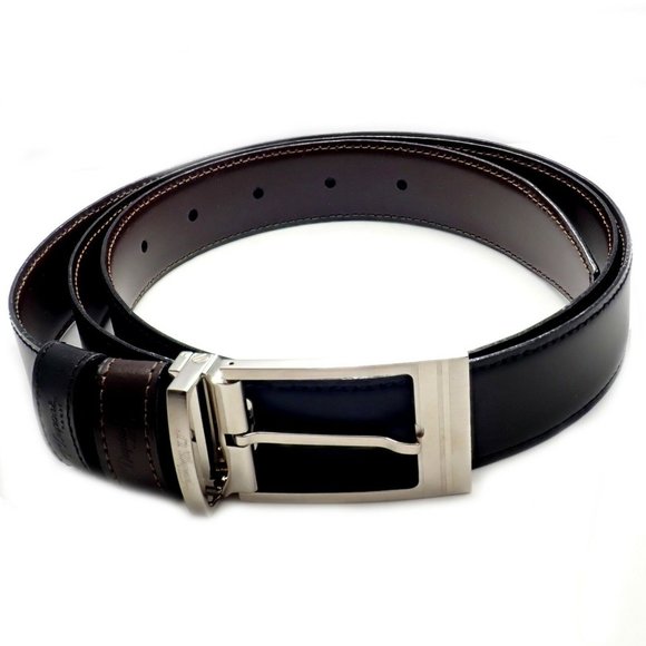 Authentic S. T. Dupont Black Leather Palladium Belt w/ Box + Card 47"
